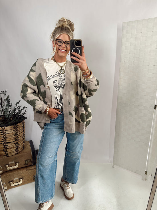 Charlie Camo Cardigan