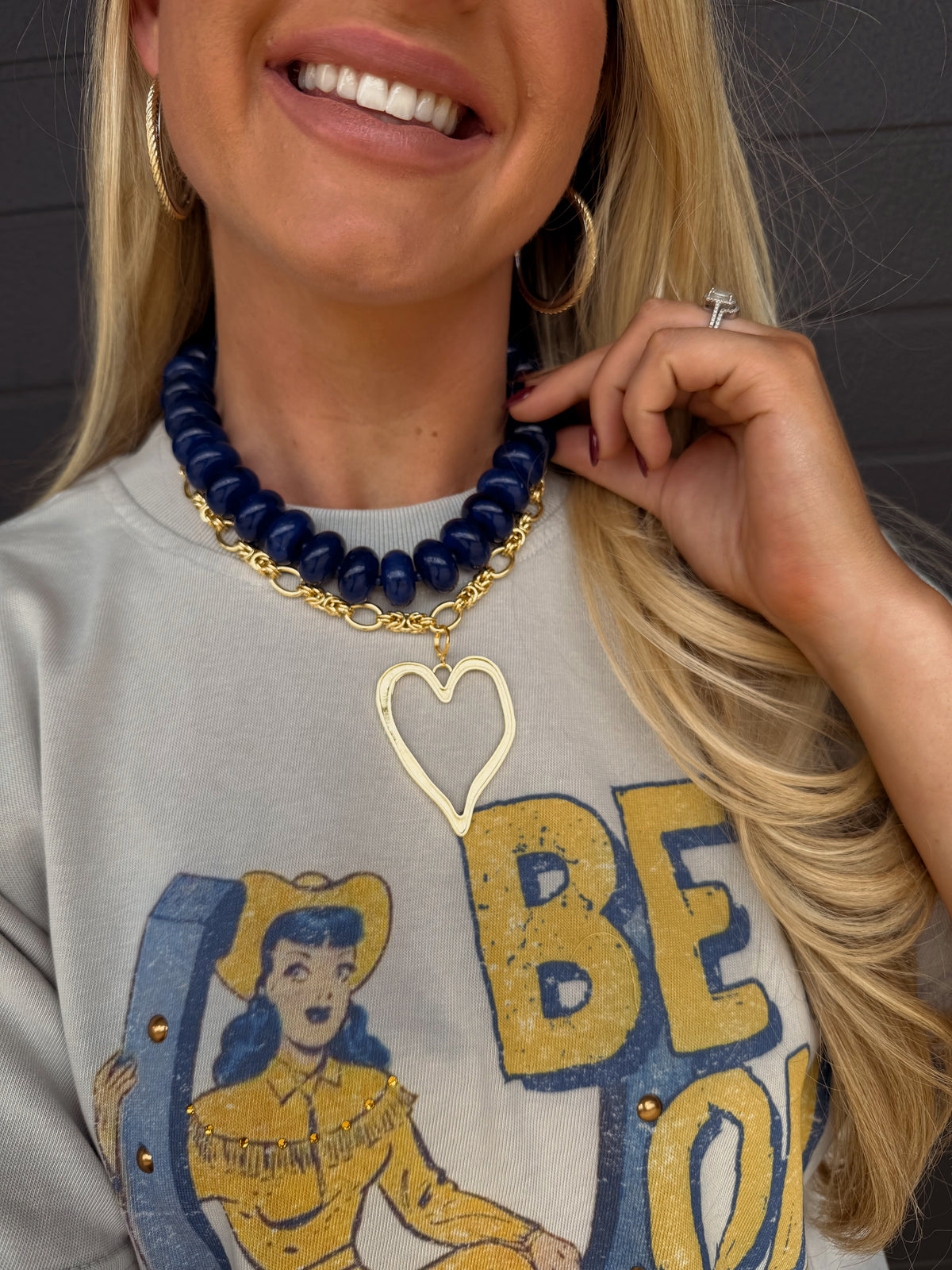 Bailey Chunky Beaded Necklace- Navy