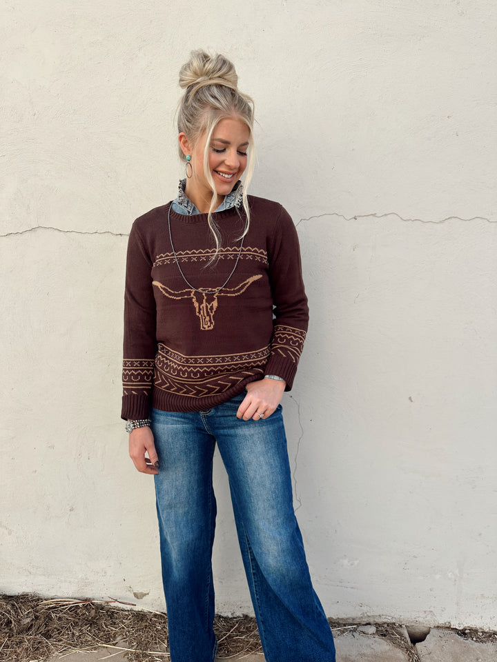 The Longhorn Sweater *Brown