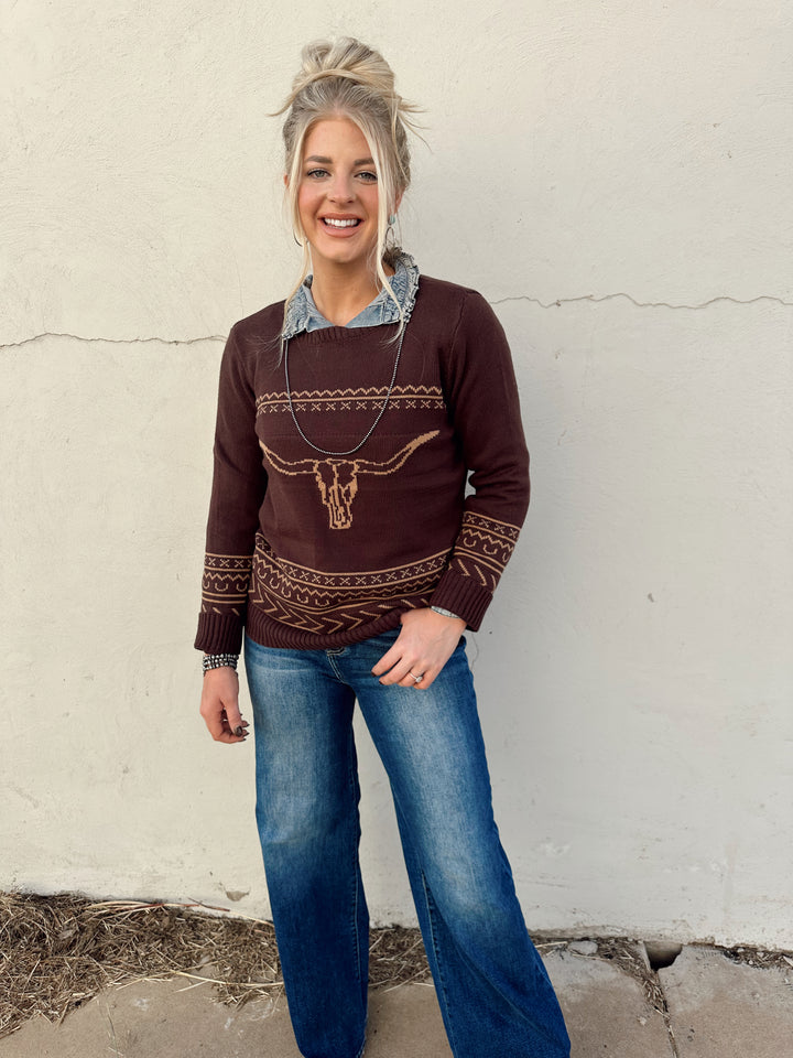 The Longhorn Sweater *Brown