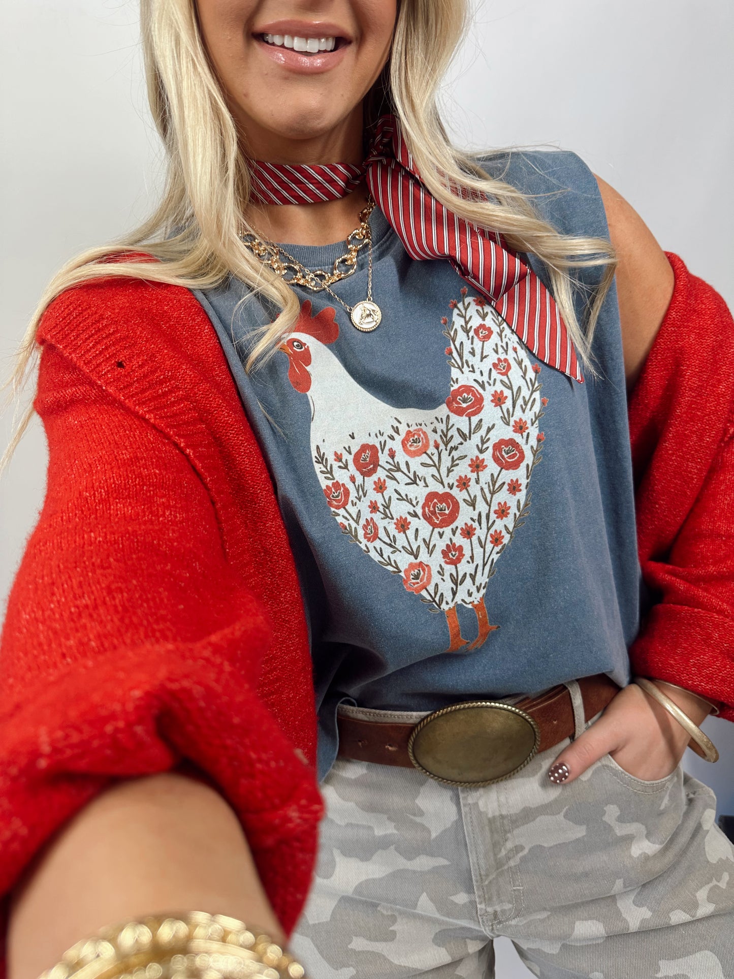 The Floral Chicken Graphic Tee