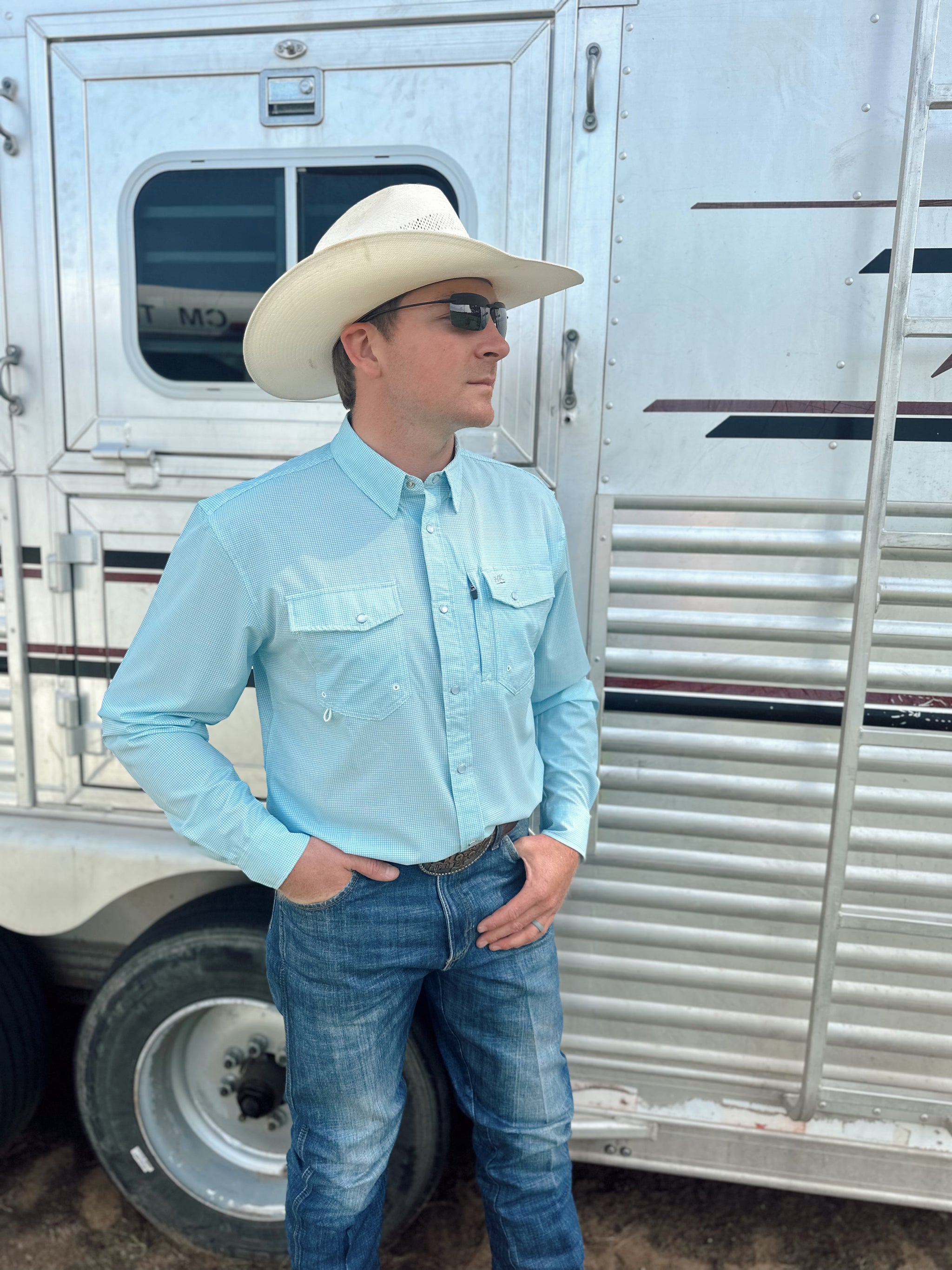 The True Grit RangeVent Performance Shirt- Blue Check