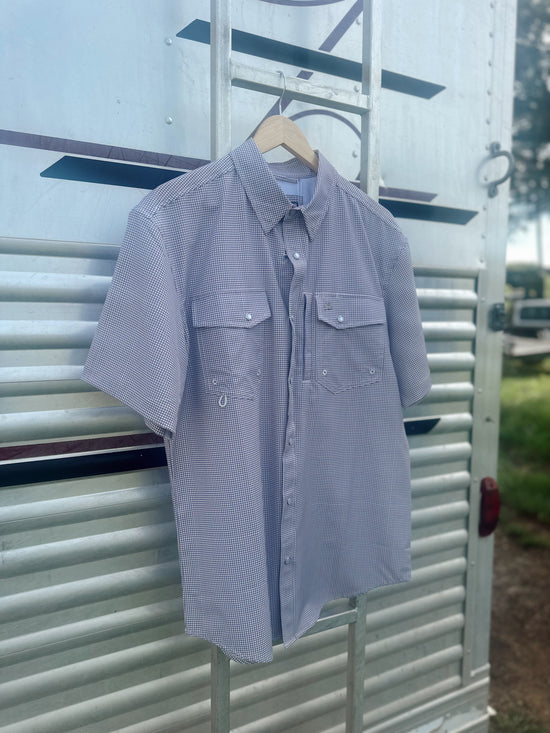 Heirloom Squares Performance Shirt- Purple