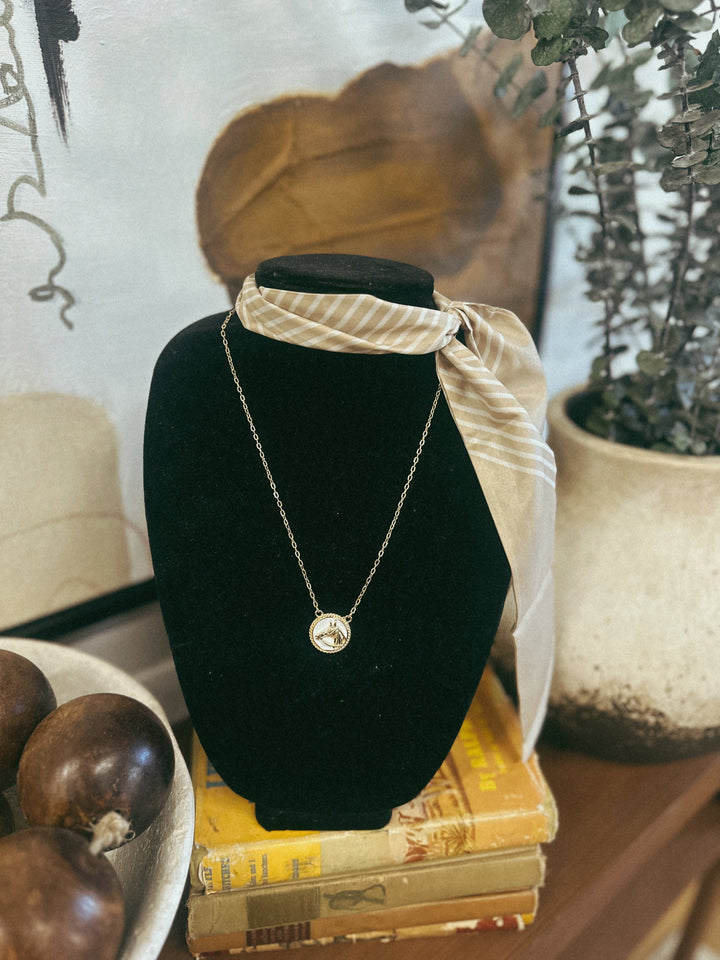 Thoroughbred Enamel Necklace in White
