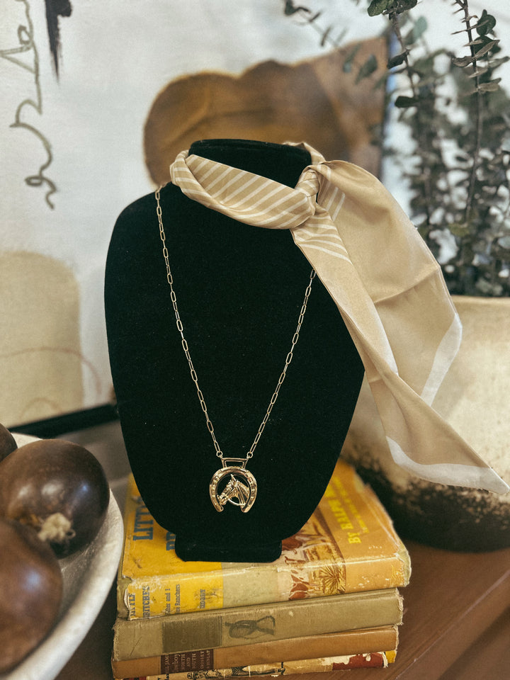Horseshoe Horsey Pendant Necklace *Gold