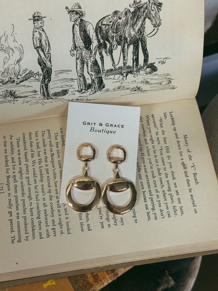 Elise Horsebit Drop Earrings *Gold