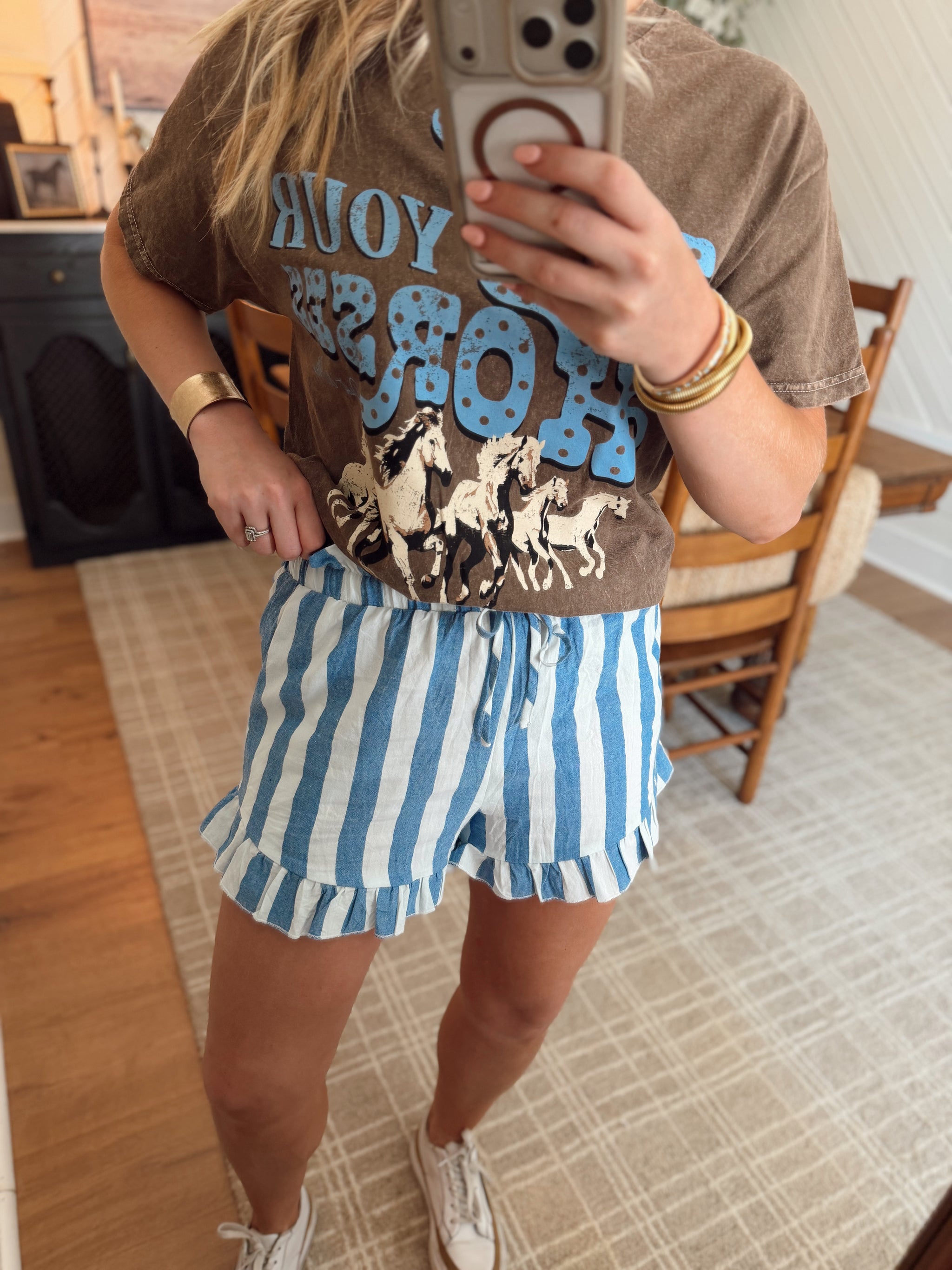 Bluebell Stripe Ruffle Short