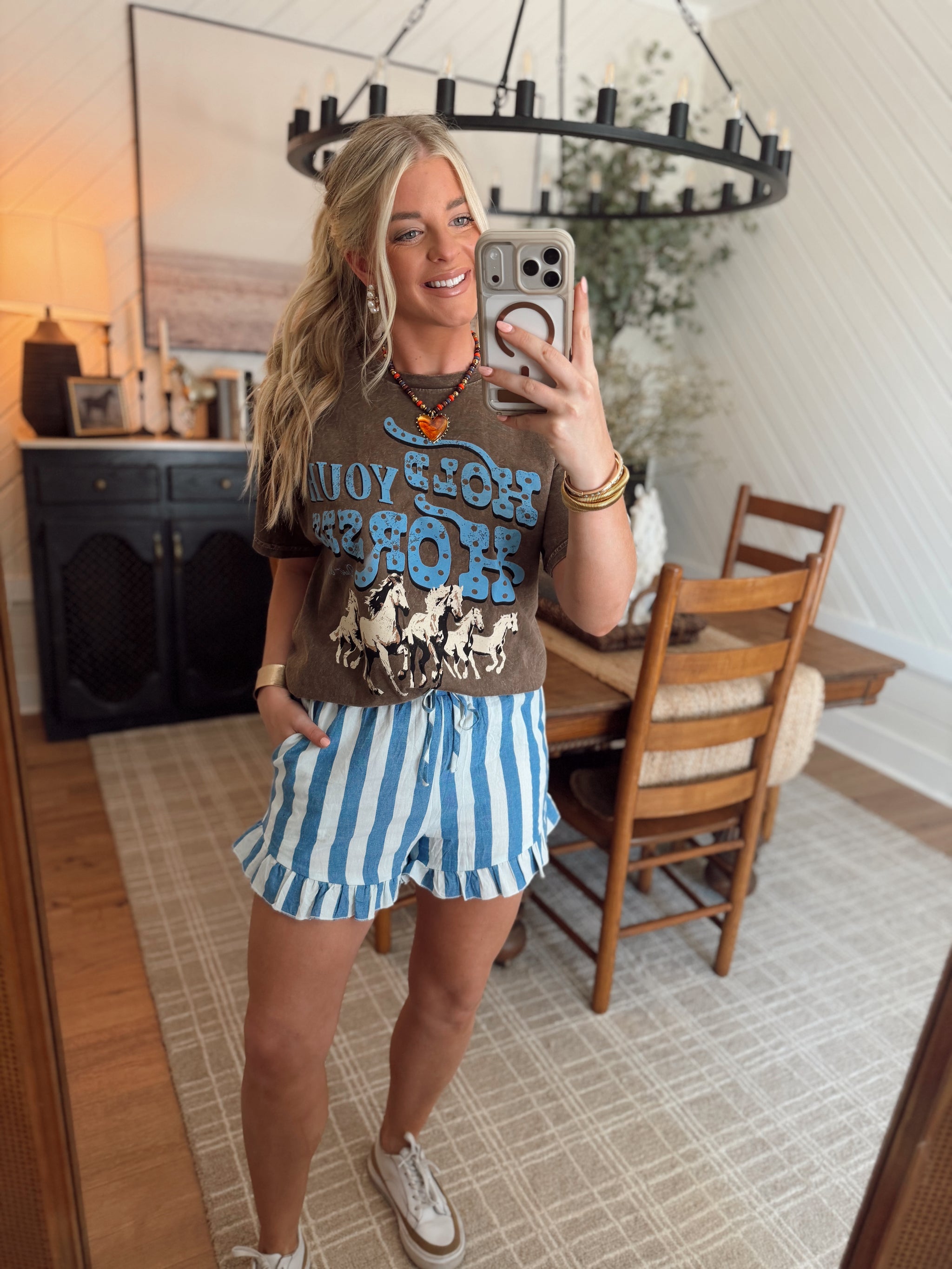 Bluebell Stripe Ruffle Short