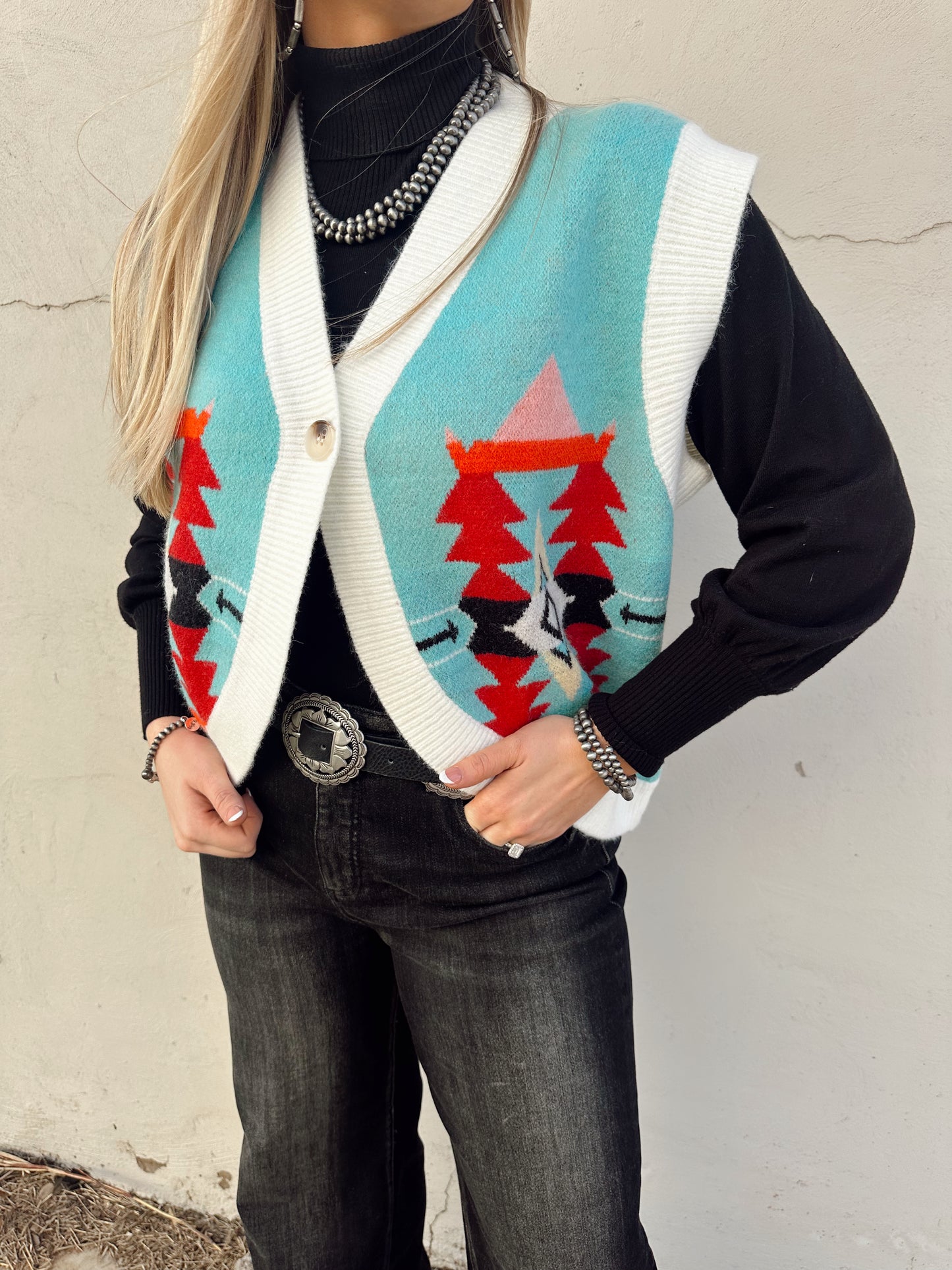 Ashley Aztec Button Sweater