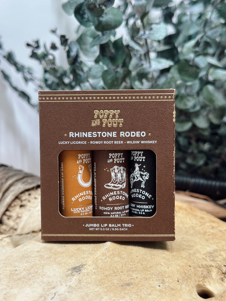 Poppy & Pout Lip Balm Trio, Rhinestone Rodeo