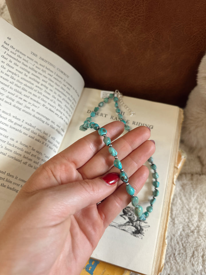 Handstrung Bead Cloud Mt. Turquoise Necklace 18"