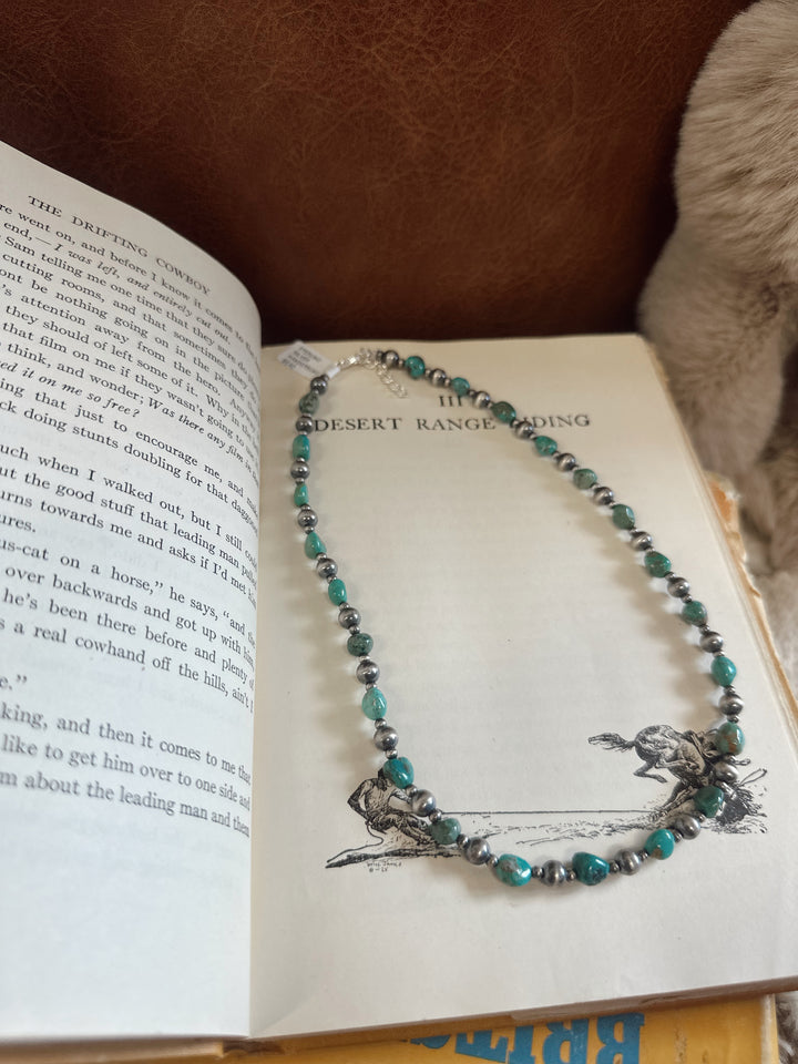 Handstrung Bead Cloud Mt. Turquoise Necklace 16"