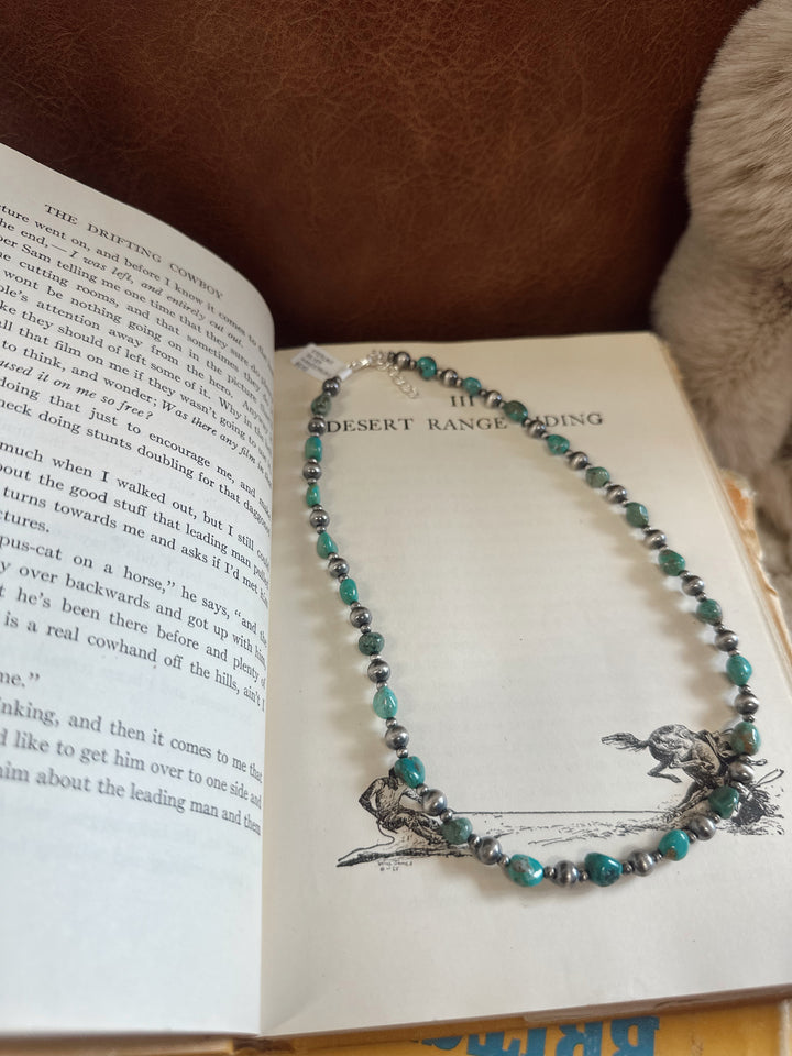 Handstrung Bead Cloud Mt. Turquoise Necklace 16"