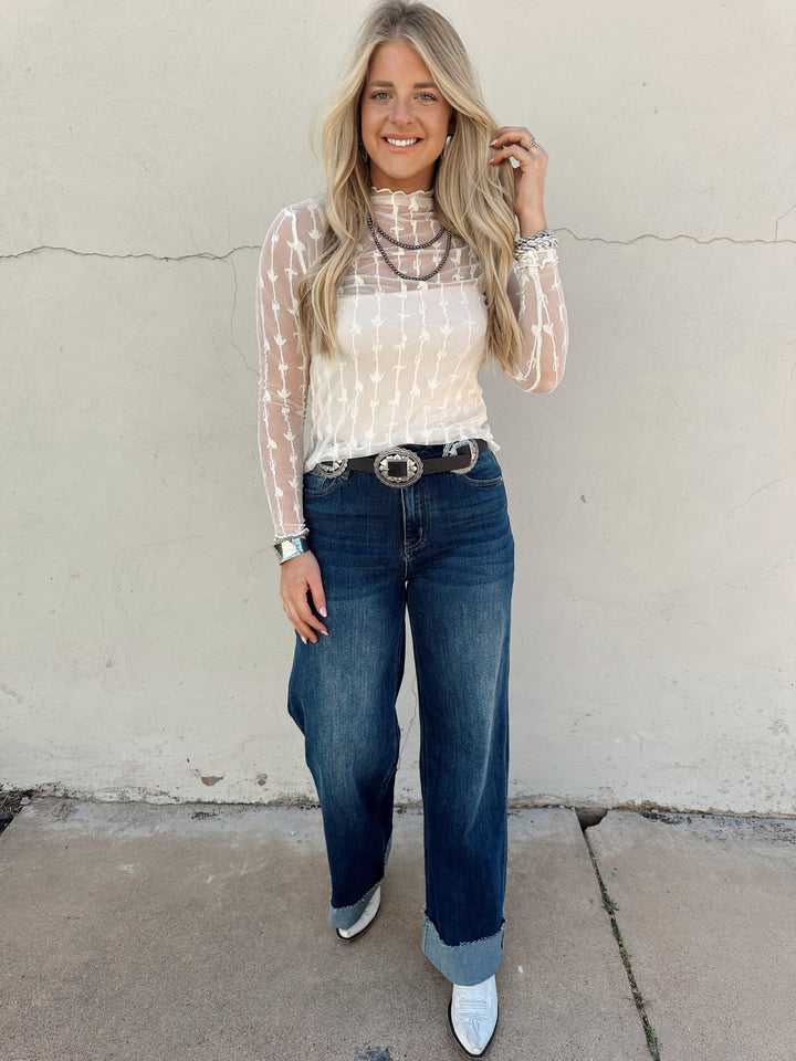LARIAT LACE L/S *CLOUD