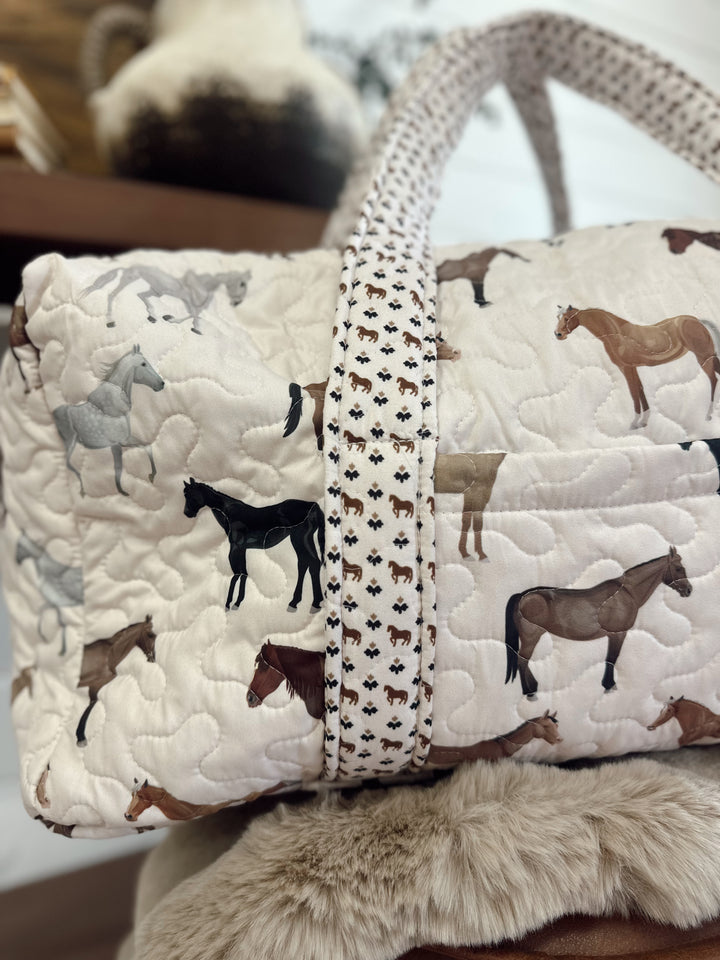 Meadow Herd Linen Quilted Duffle Bag
