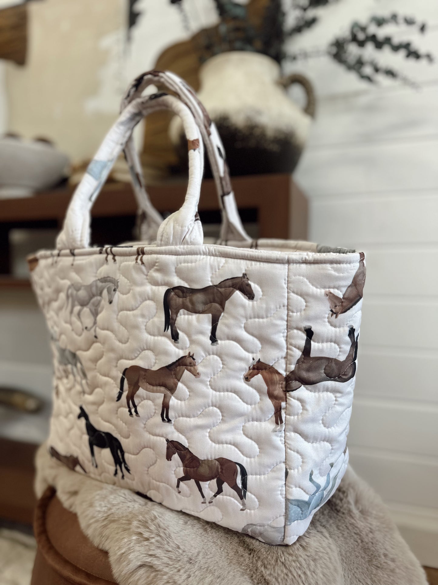 Meadow Herd Linen Quilted Handbag