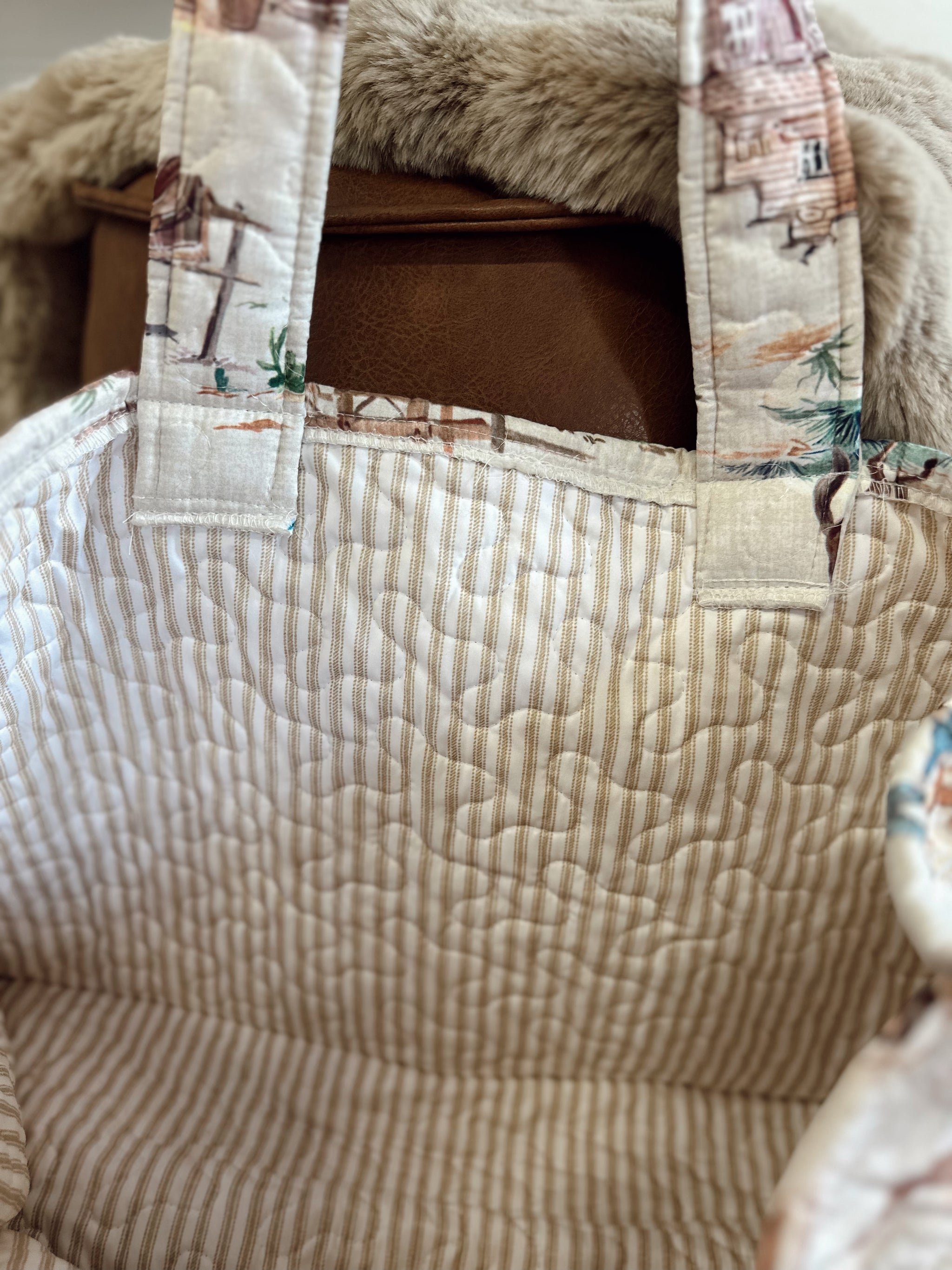 Retro Cowboy Quilted Tote Bag