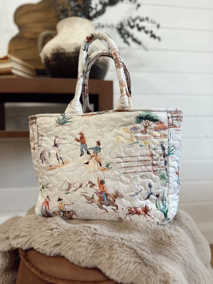 Retro Cowboy Quilted Handbag