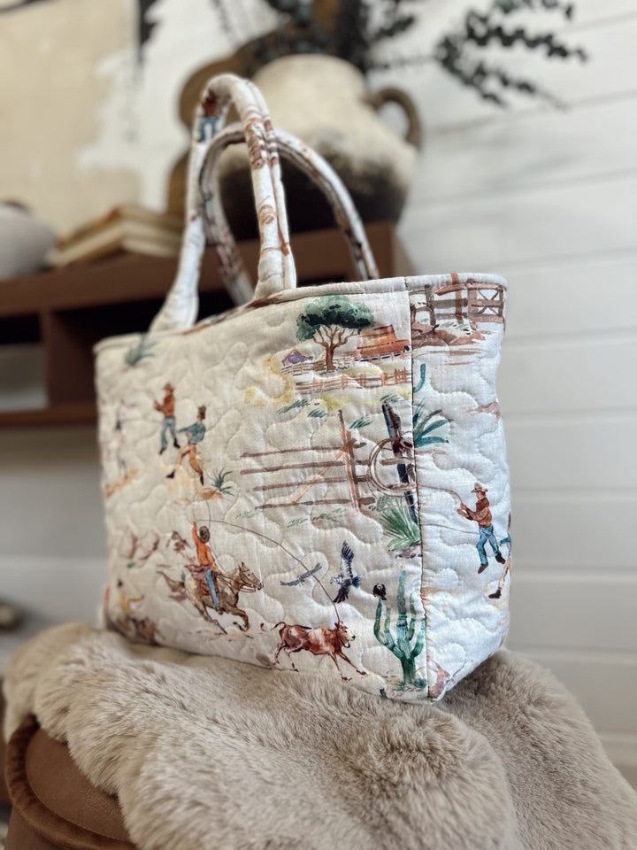 Retro Cowboy Quilted Handbag