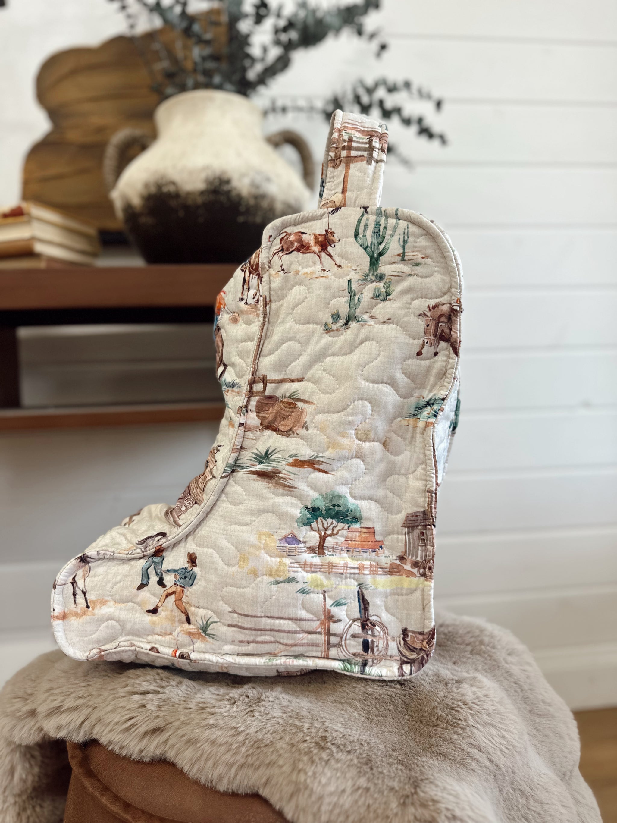 Retro Cowboy Quilted Boot Bag
