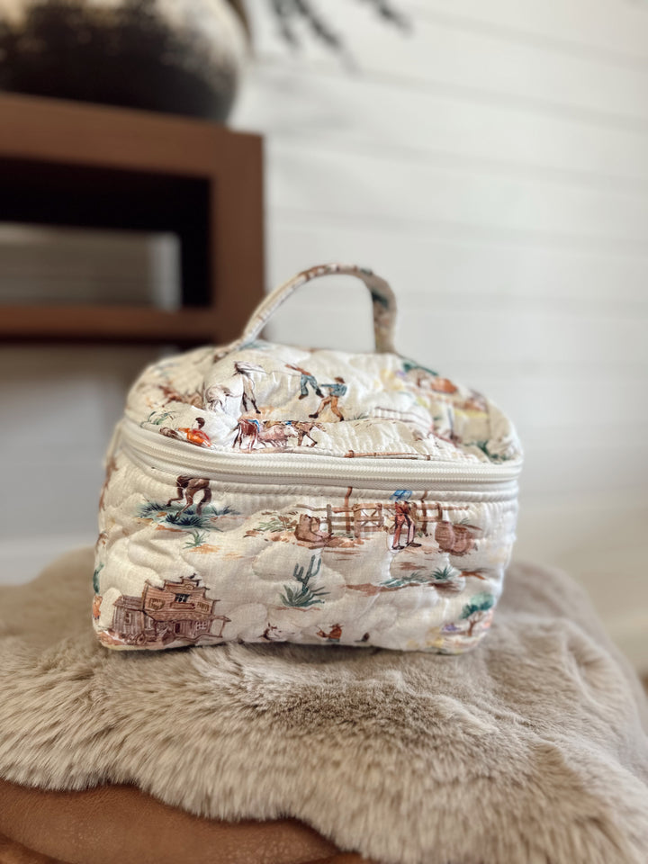 Retro Cowboy Quilted Travel Case
