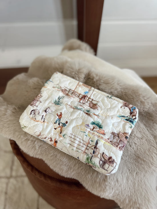 Retro Cowboy Quilted SM Makeup Bag