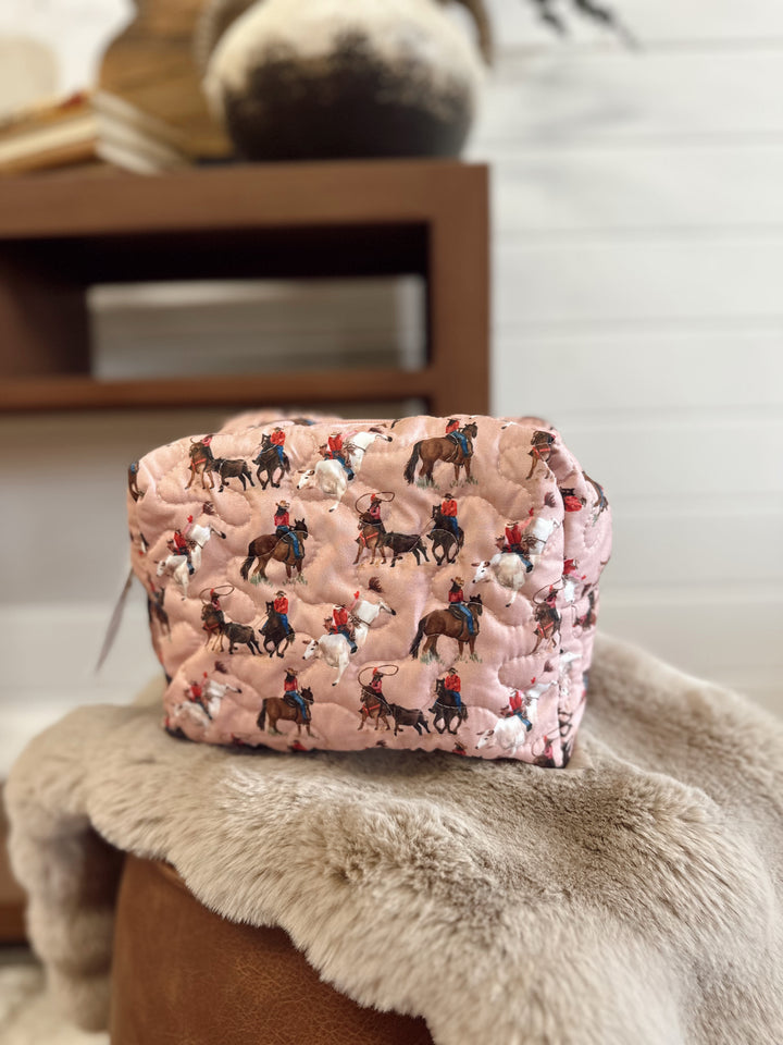 Roselynn Rose Quilted Large Makeup Bag
