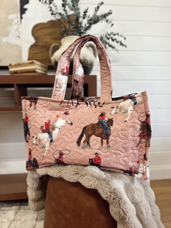 Roselynn Rose Quilted Tote Bag