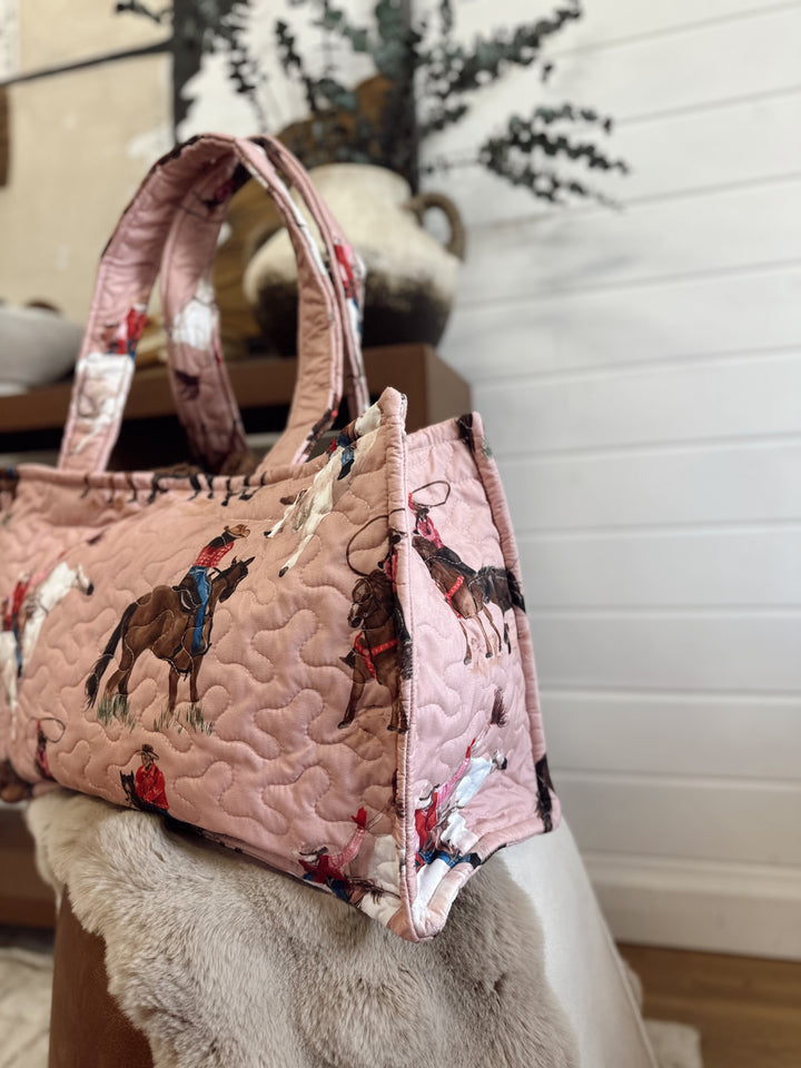 Roselynn Rose Quilted Tote Bag