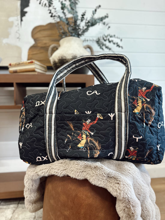 Lazy J Black Quilted Duffle Bag