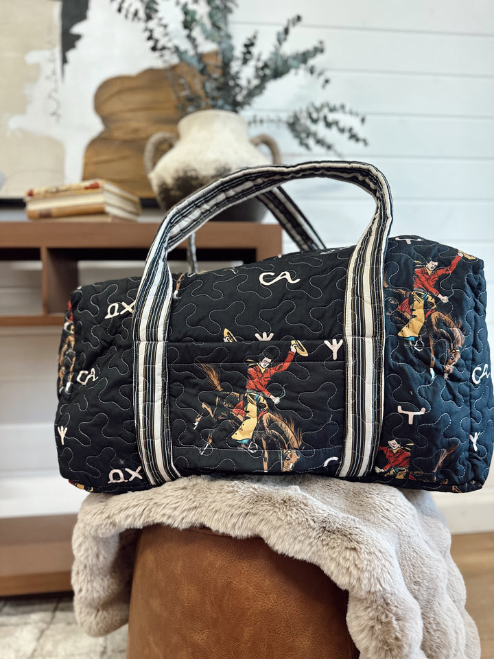 Lazy J Black Quilted Duffle Bag