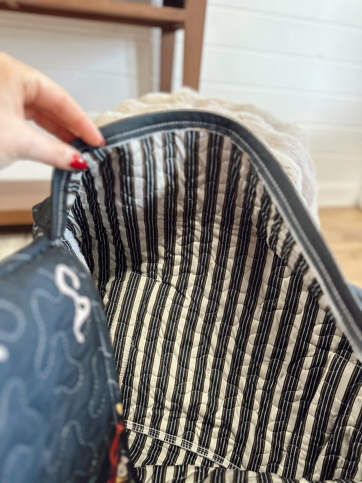 Lazy J Black Quilted Duffle Bag