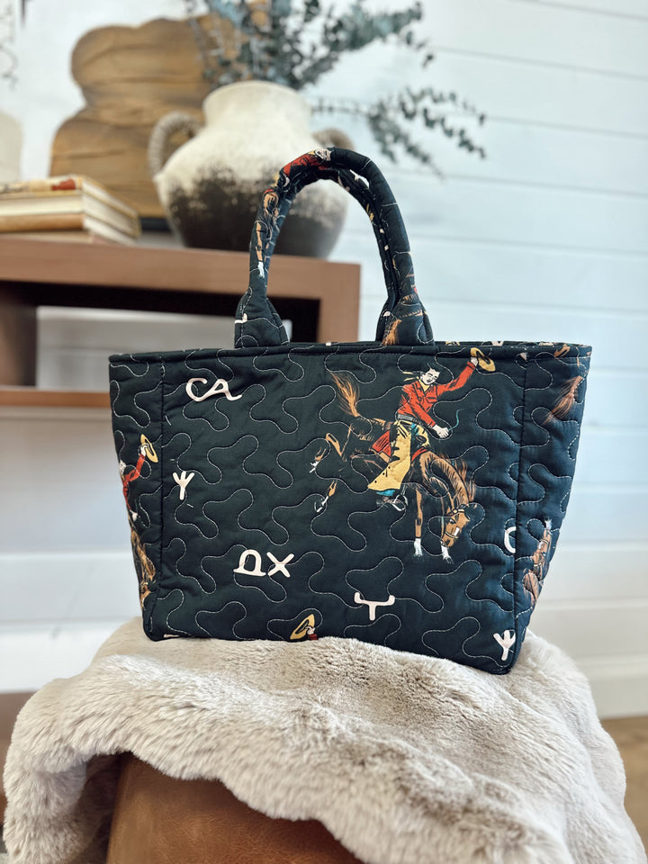 Lazy J Black Quilted Handbag
