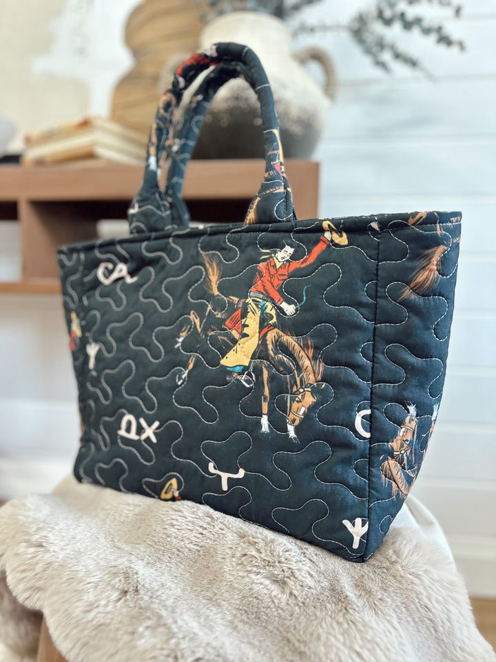 Lazy J Black Quilted Handbag