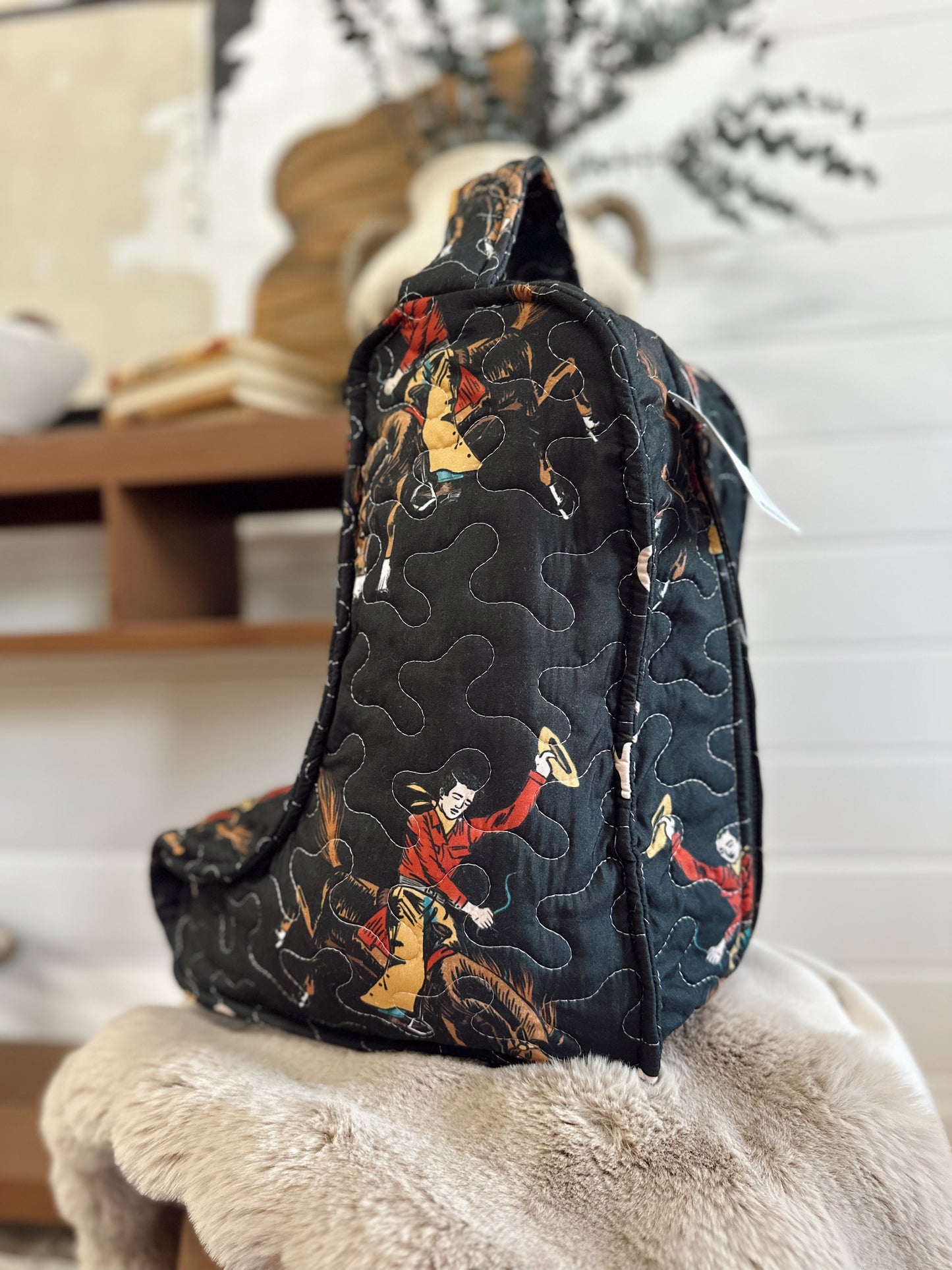Lazy J Black Quilted Boot Bag