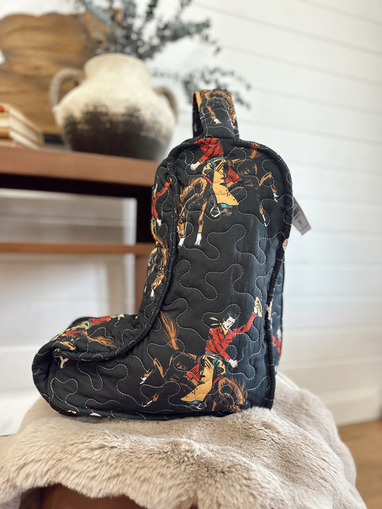 Lazy J Black Quilted Boot Bag