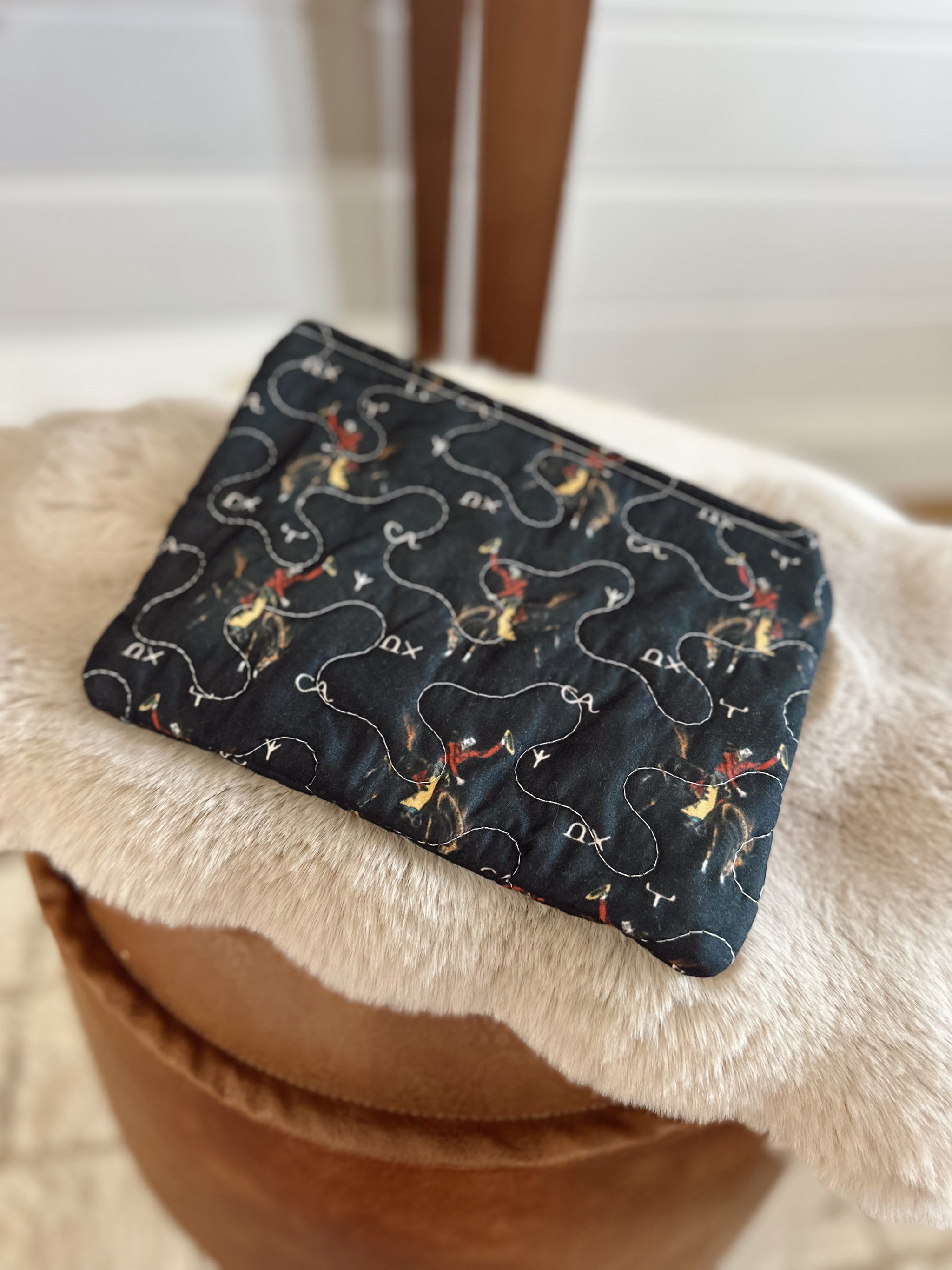 Lazy J Black Quilted SM Makeup Bag