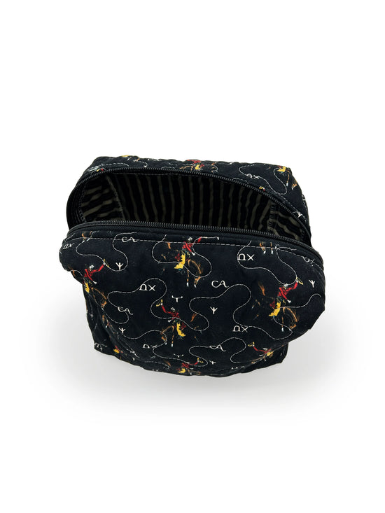 Lazy J Black Quilted Large Makeup Bag