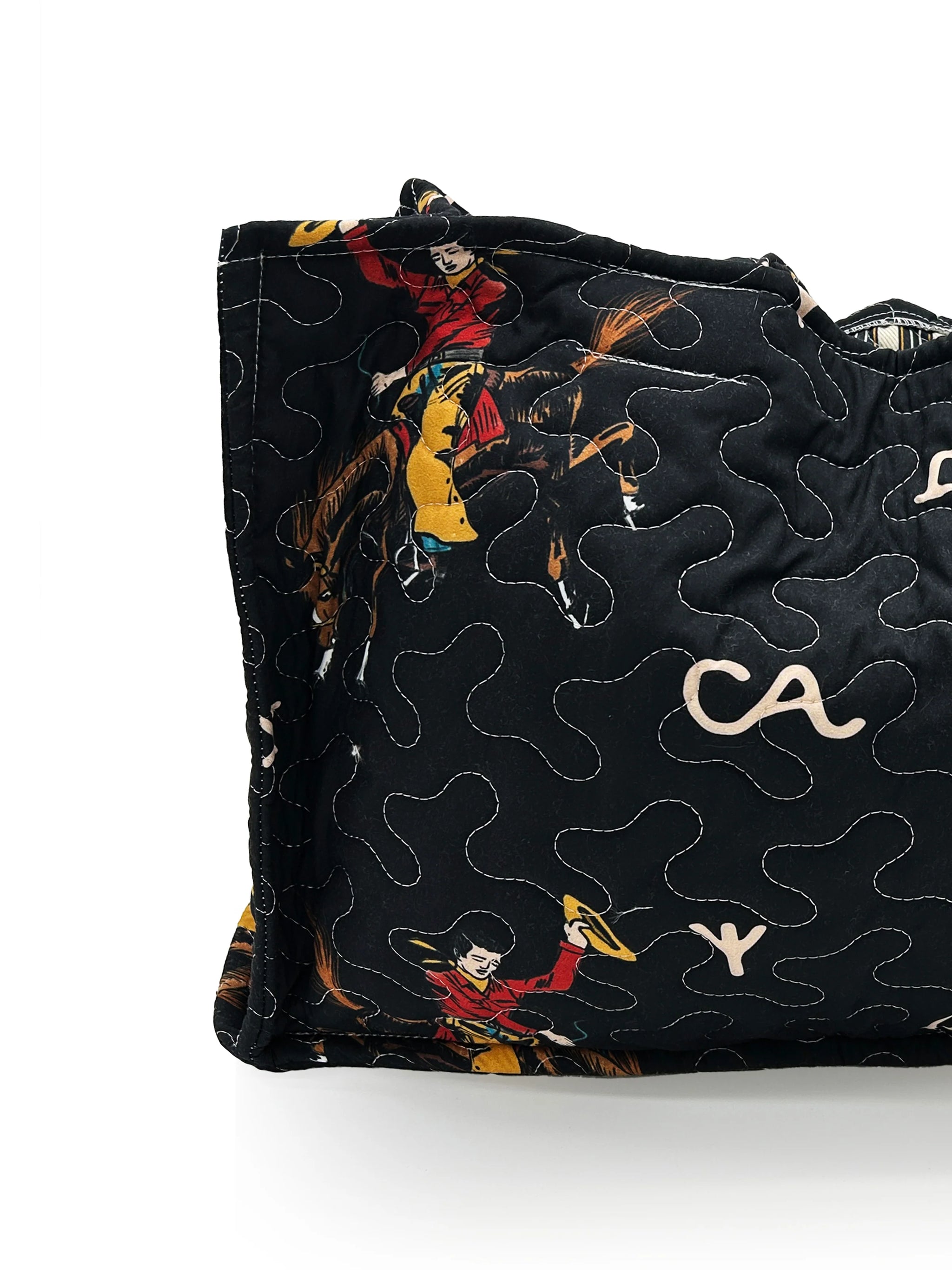 Lazy J Black Quilted Tote Bag