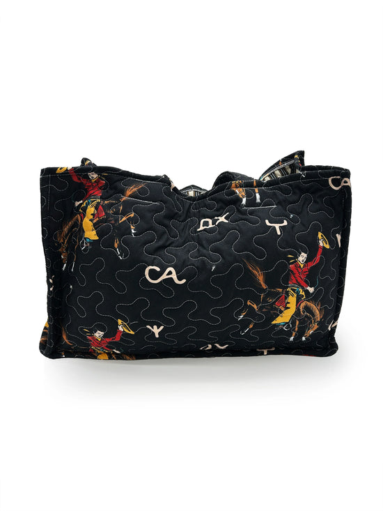Lazy J Black Quilted Tote Bag