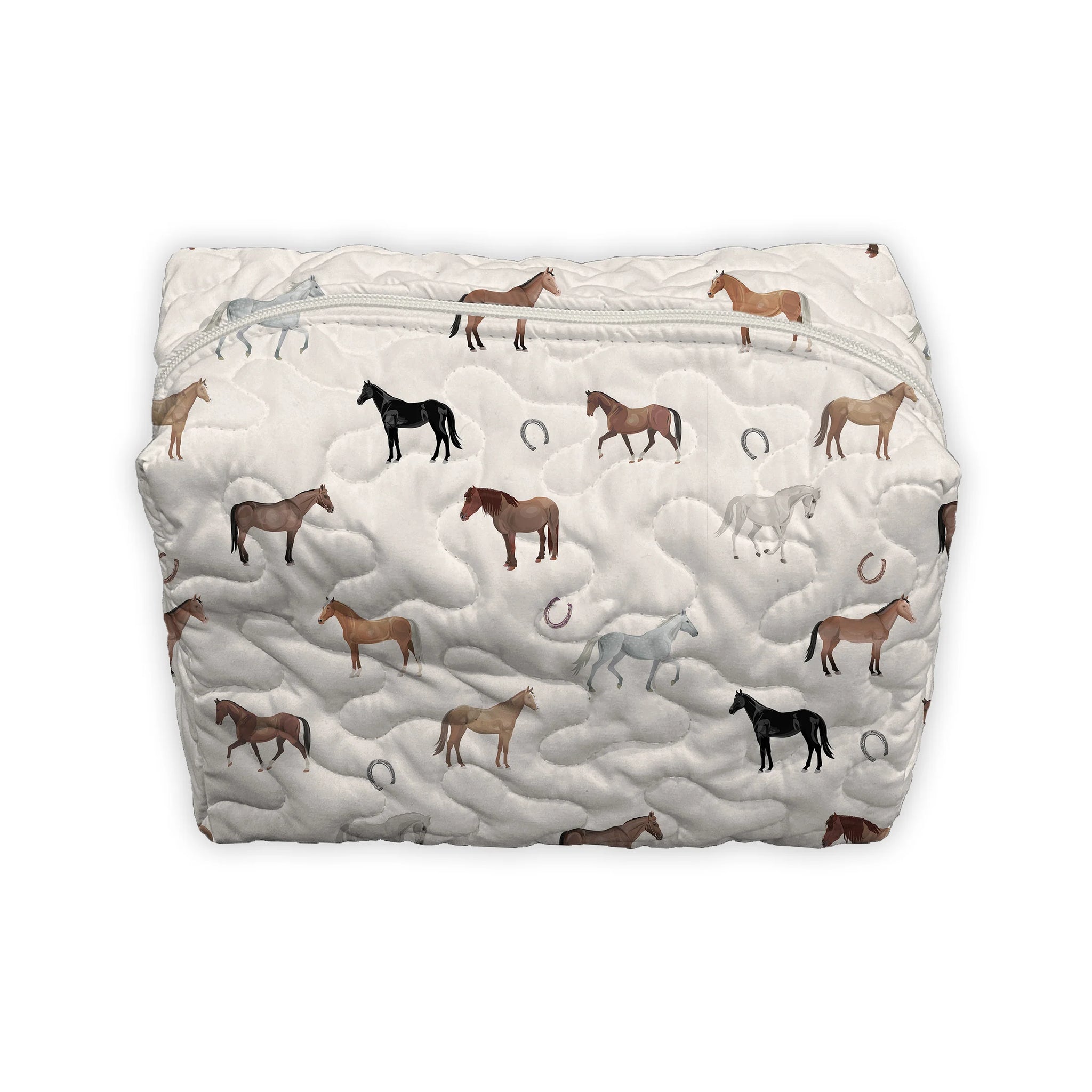 Meadow Herd Linen Quilted Large Makeup  Bag