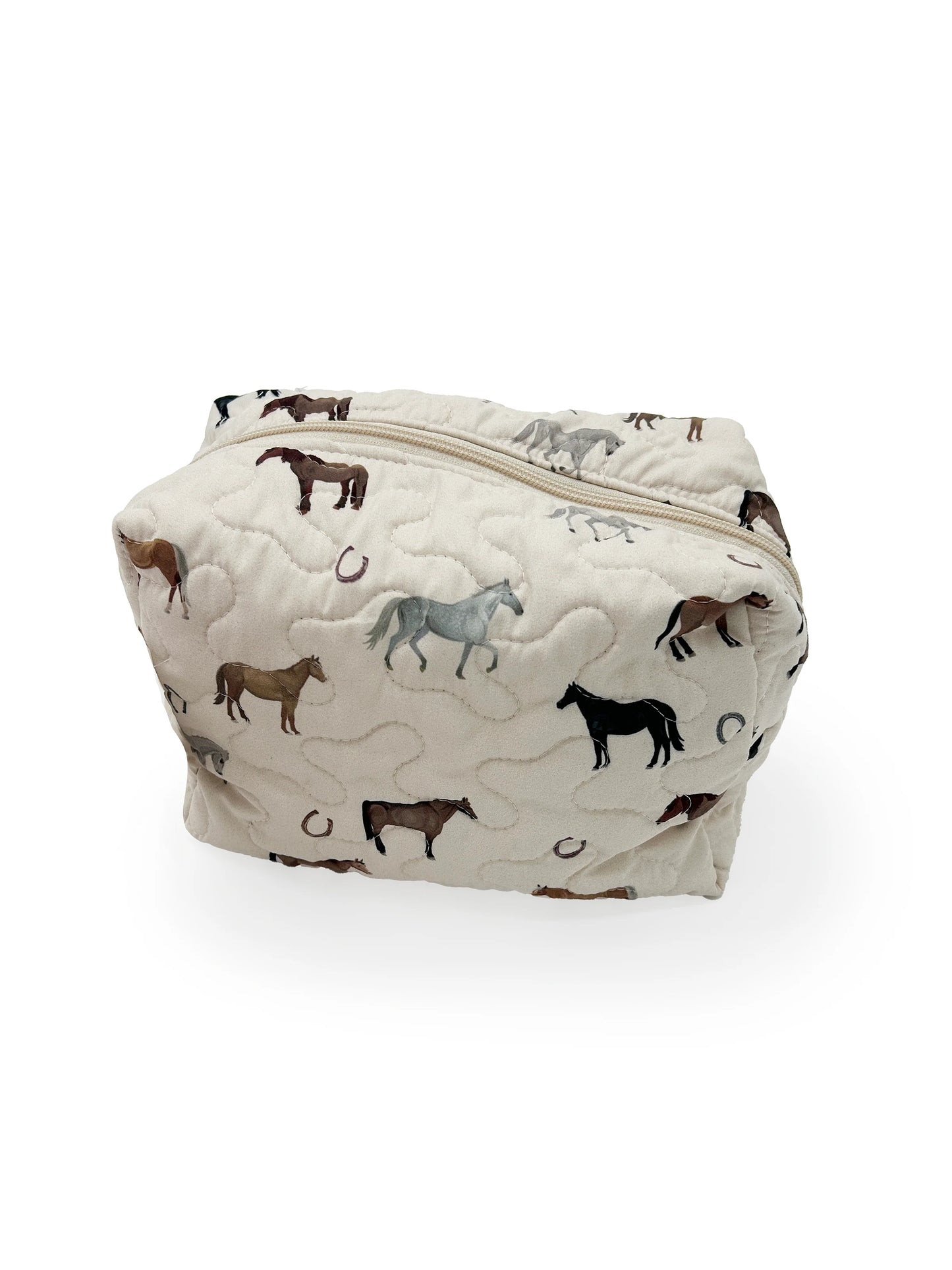 Meadow Herd Linen Quilted Large Makeup  Bag