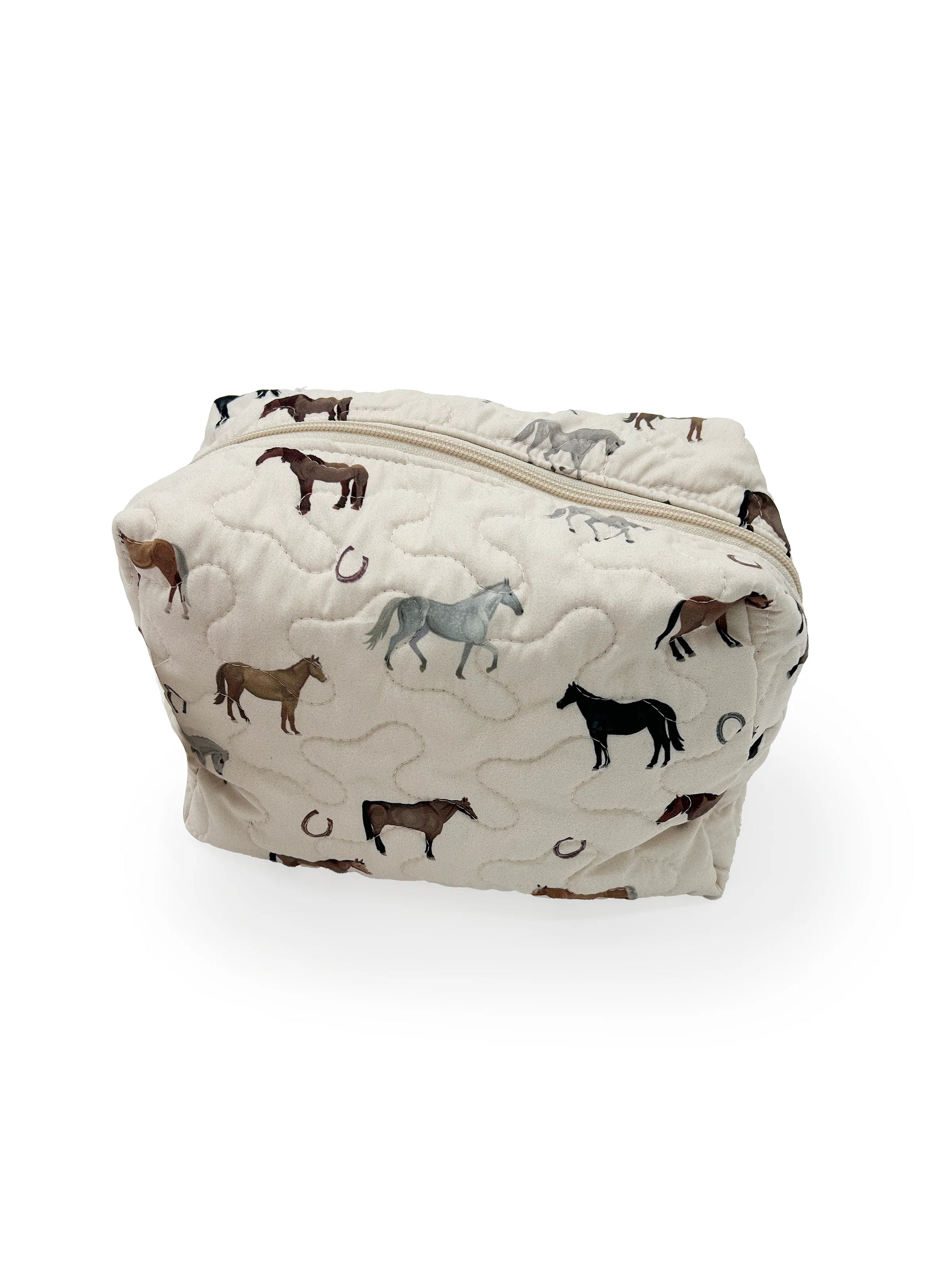 Meadow Herd Linen Quilted Large Makeup  Bag