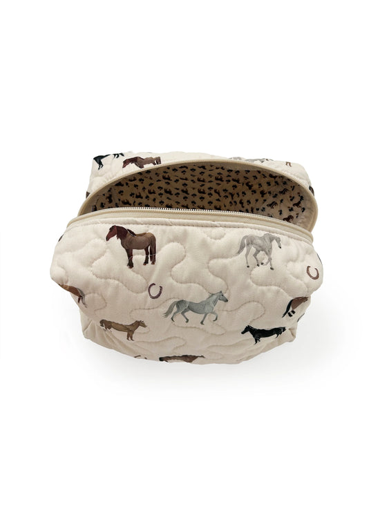 Meadow Herd Linen Quilted Large Makeup  Bag