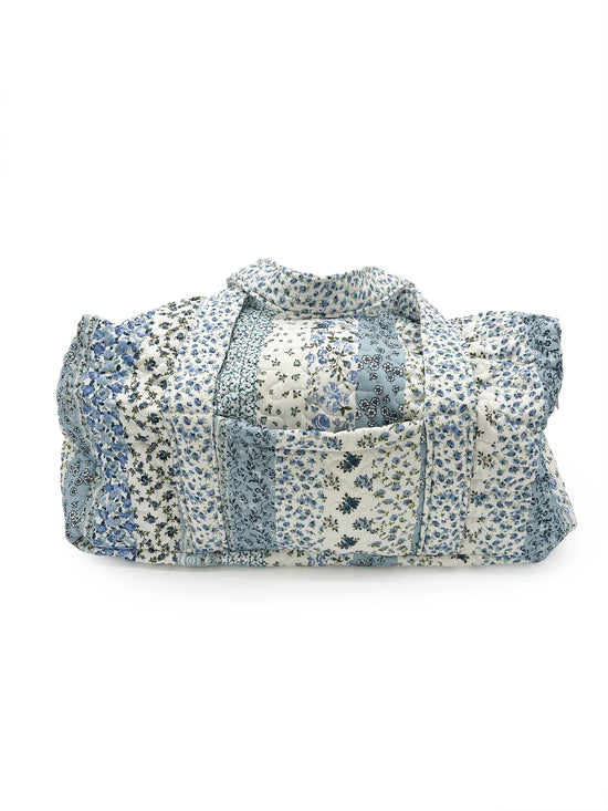 Paige Patchwork Stripe Blue Weekender Duffle Bag