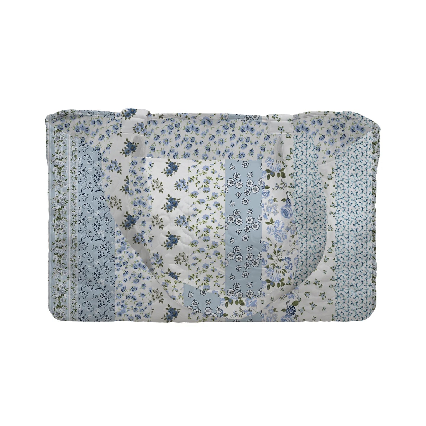 Paige Patchwork Stripe Blue Quilted Tote