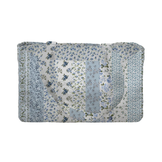 Paige Patchwork Stripe Blue Quilted Tote