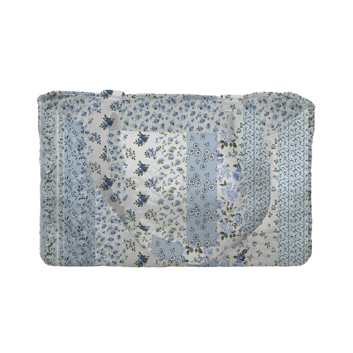 Paige Patchwork Stripe Blue Quilted Tote