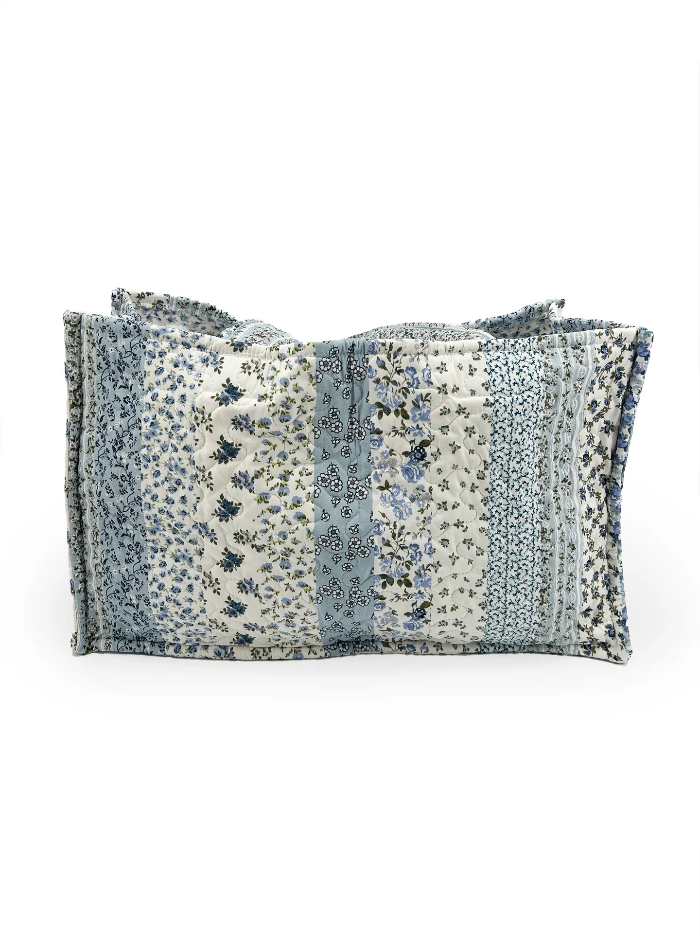 Paige Patchwork Stripe Blue Quilted Tote