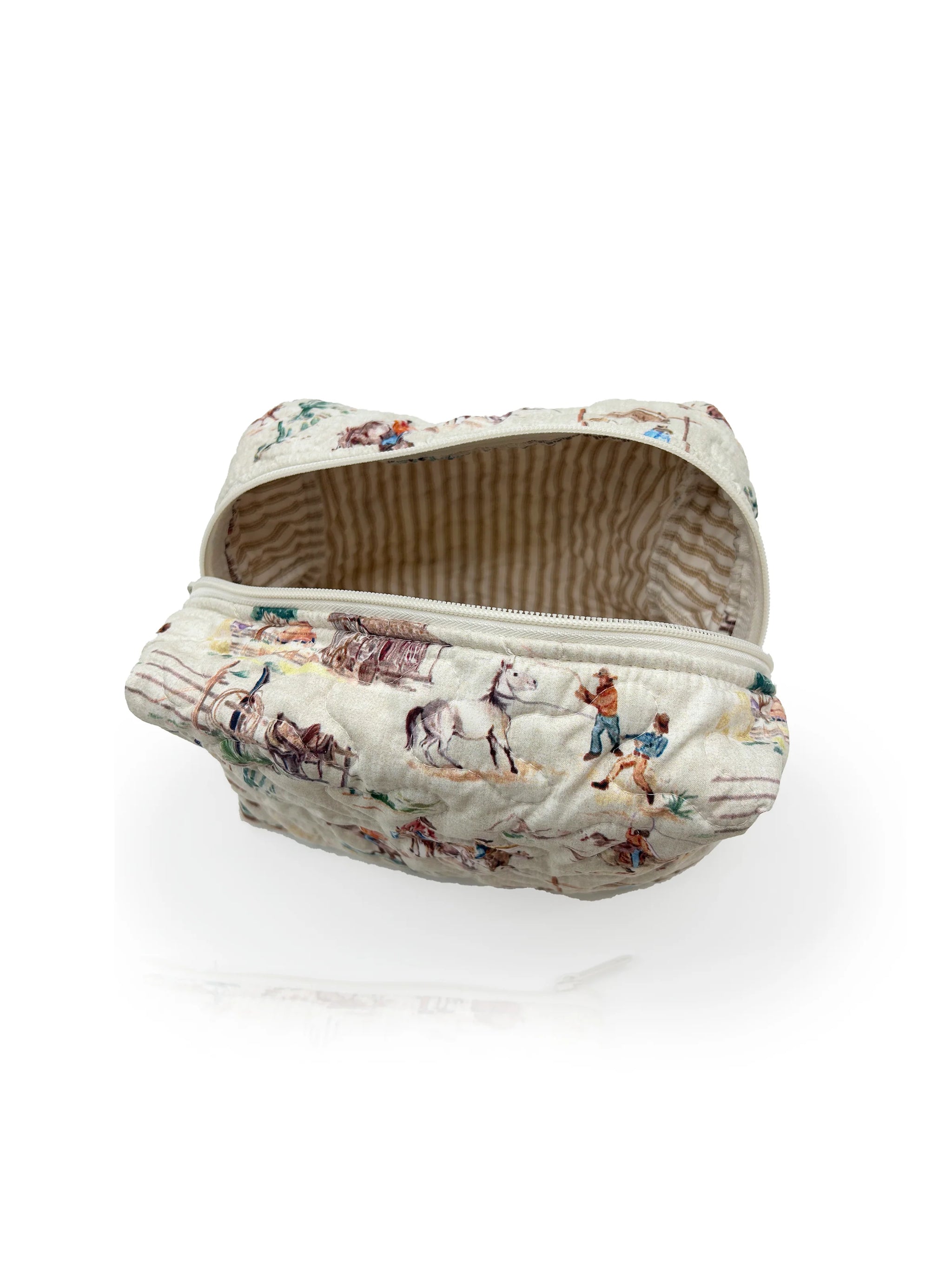 Retro Cowboy Quilted Large Makeup Bag